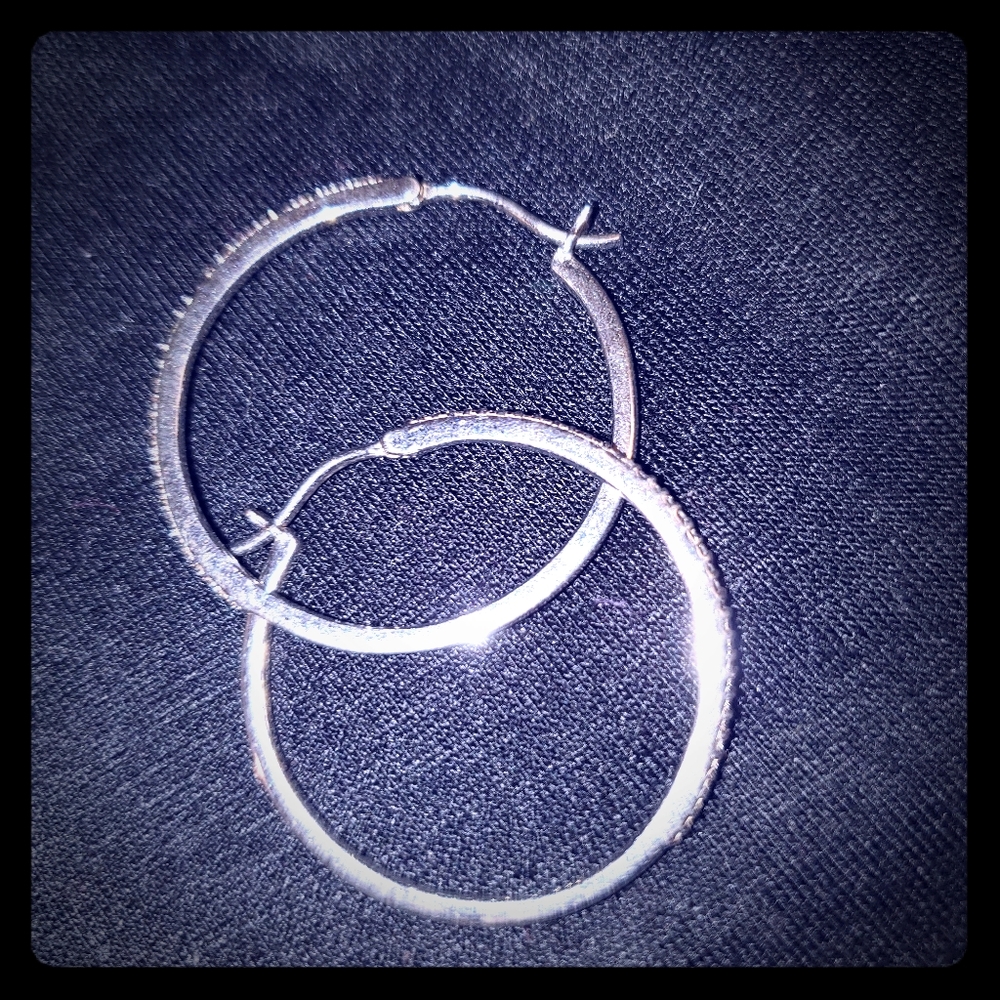 Silver Diamond 💎 Hoop Earrings